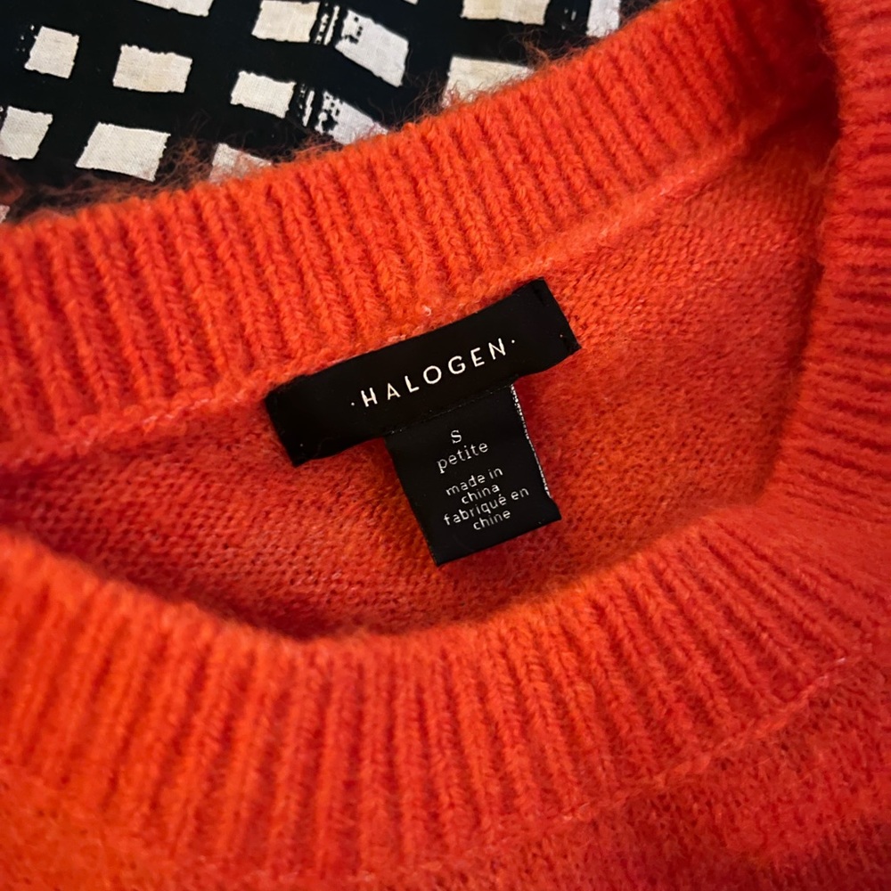 Colourblock Pink and Orange Crew Neck Sweater - Picture 3 of 5